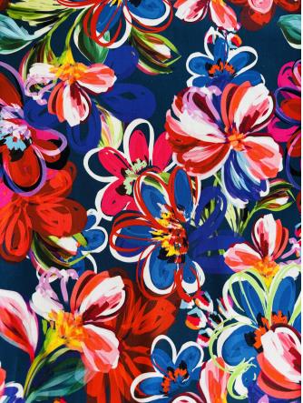 Smuk dug - Blue Big Flowers